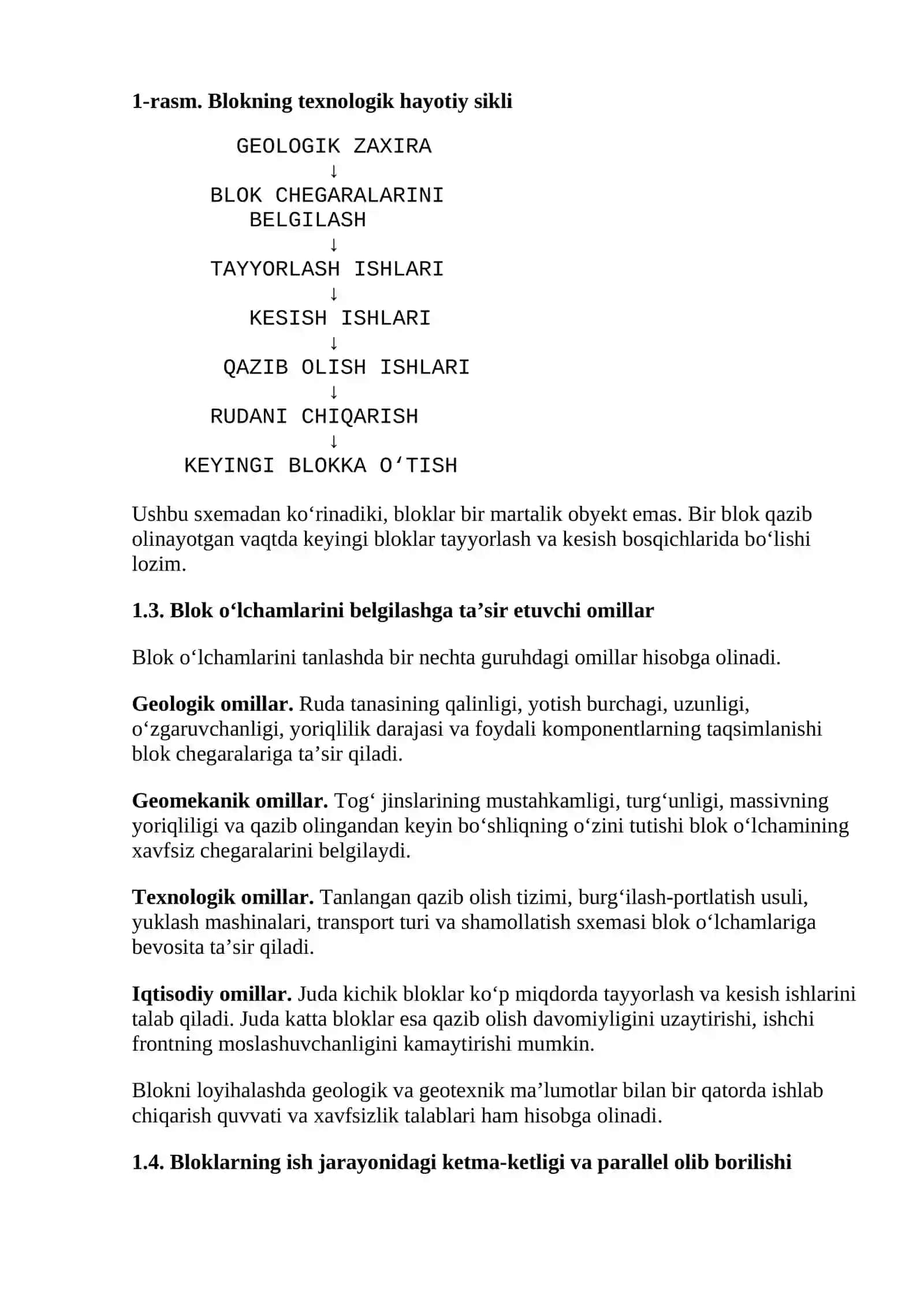 TAYORLASH, KESISH VA QAZIB OLISH BOSQICHLARIDAGI BLOKLAR SONINI ANIQLASH 4