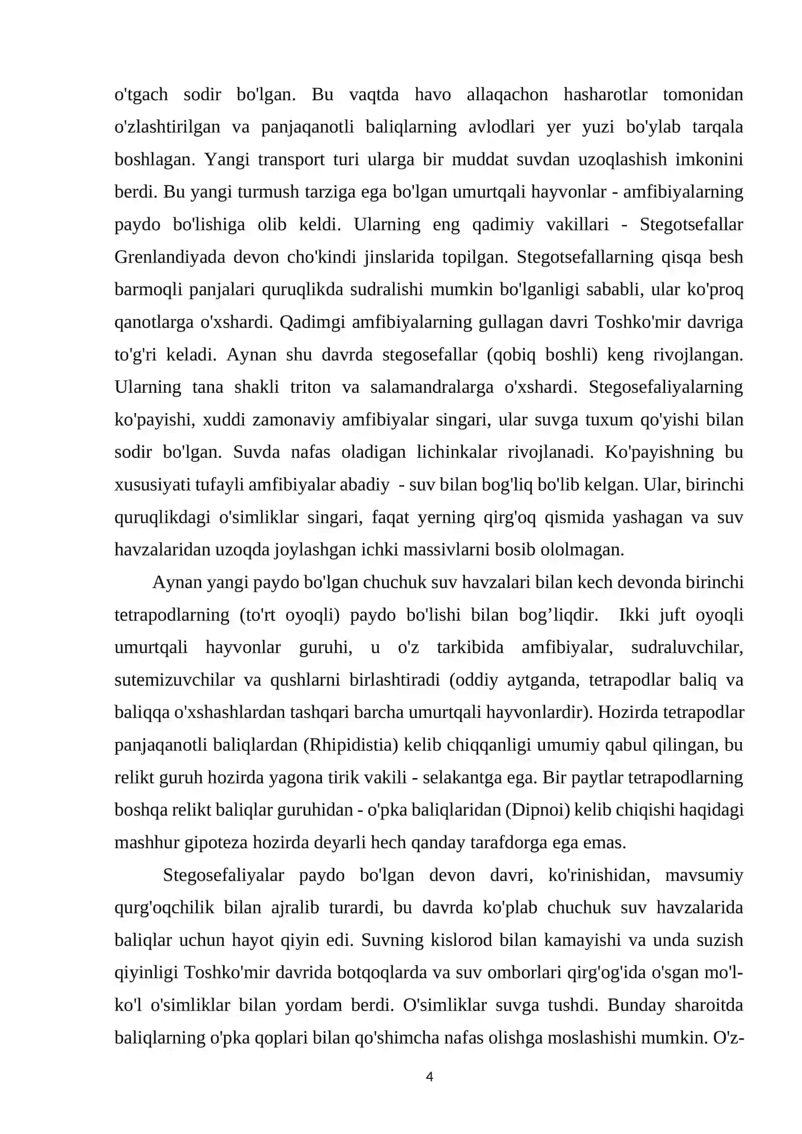 Suvda hamda quruqlikda yashovchilarning quruqlikka chiqish sabablari va moslanish xususiyatlari 4