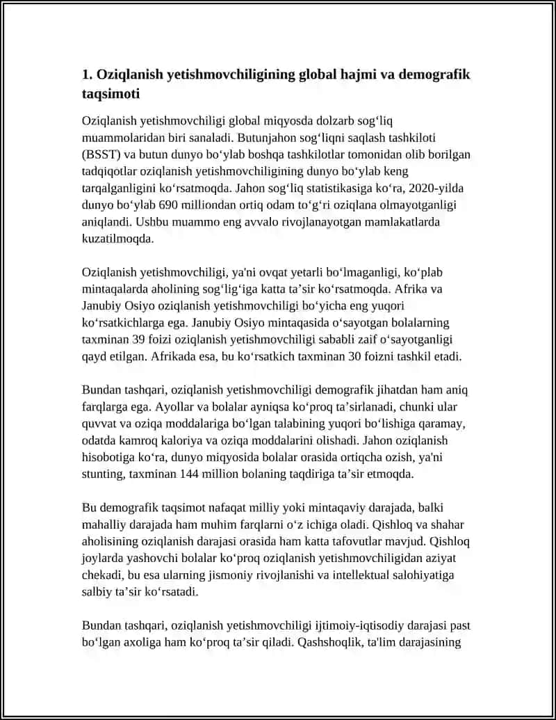 GLOBAL SOĞLIQ MUAMMOLARI:OZIQLANISH YETISHMOVCHILIGI,VITAMIN DEFITSITI VA SEMIZLIK EPIDEMIYASI 4