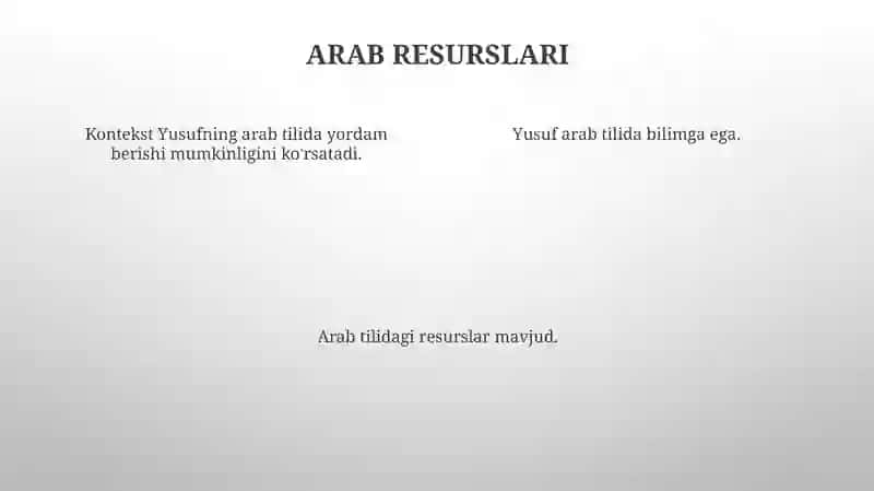 Yusufning arab tilidagi bilimlari 4