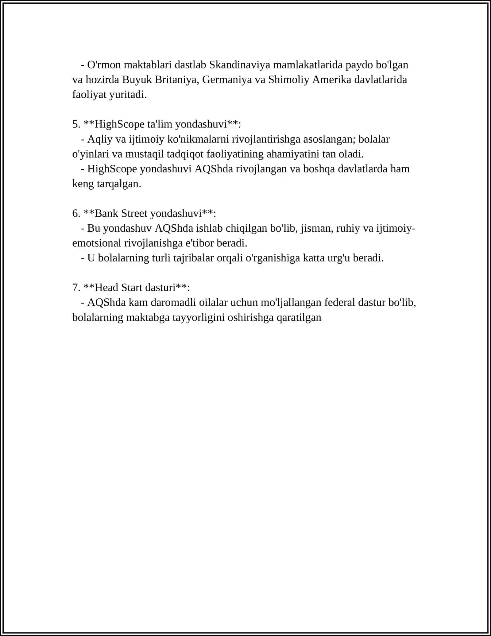 XORIJIY MAKTABGACHA TA'LIM TASHKILOTLARIDA RIVOJLANIAH MARKAZLARINING TASNIFI 4
