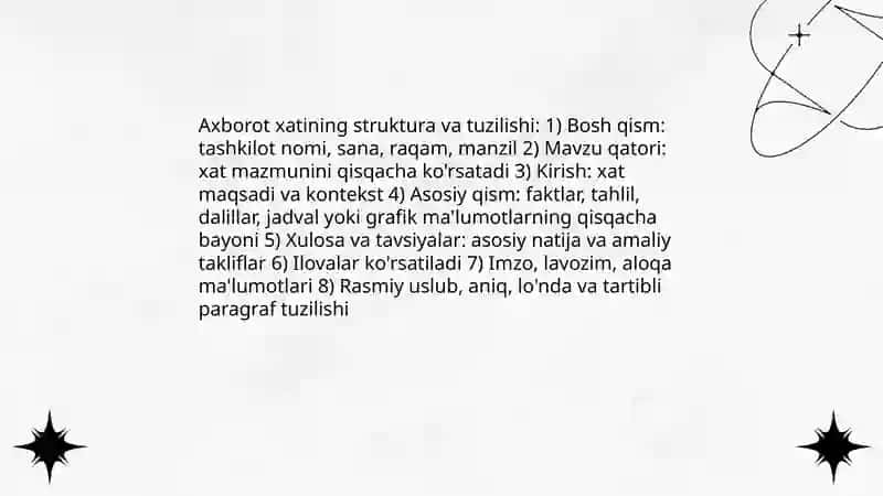 Axborot xati, ilova xati, kafolat xatining yozilish tartibi 4