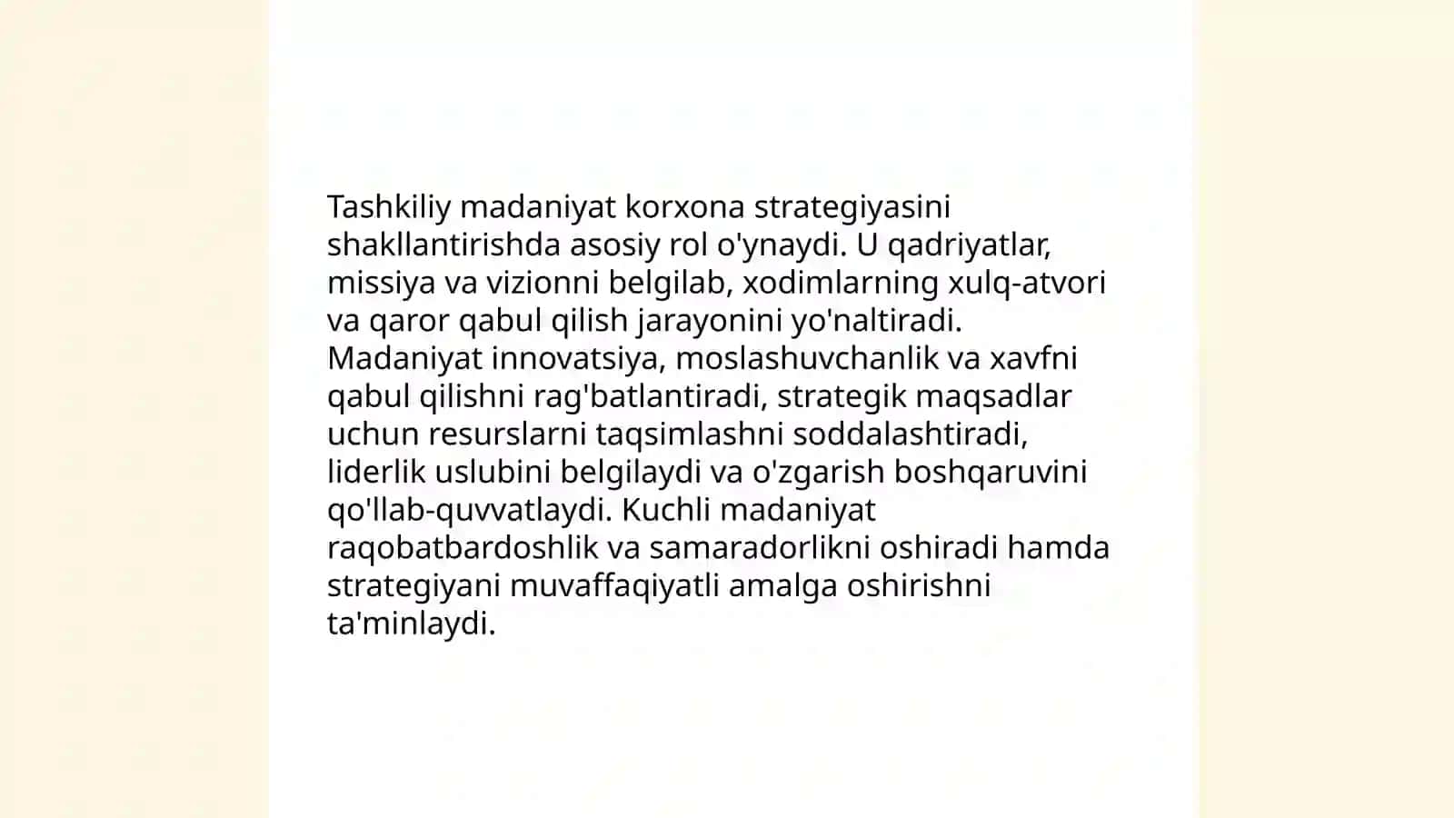 Tashkiliy madaniyatning korxona strategik rivojiga ta‘siri 4