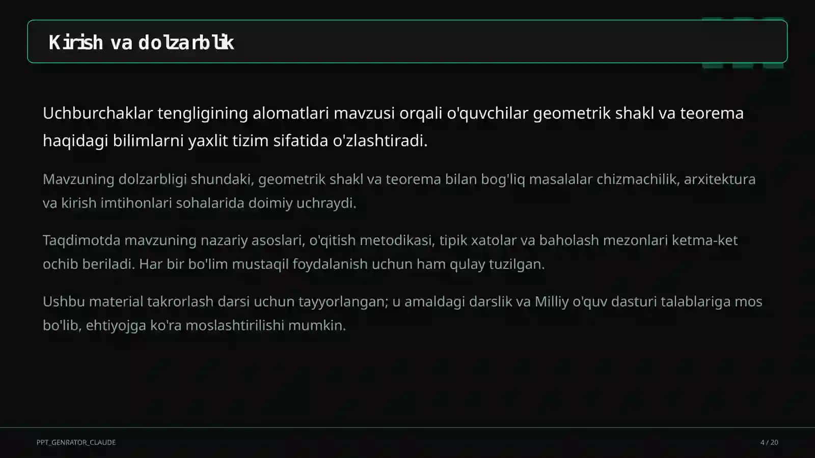 uchburchaklar tengligining alomatlari 7 sinf 303 4