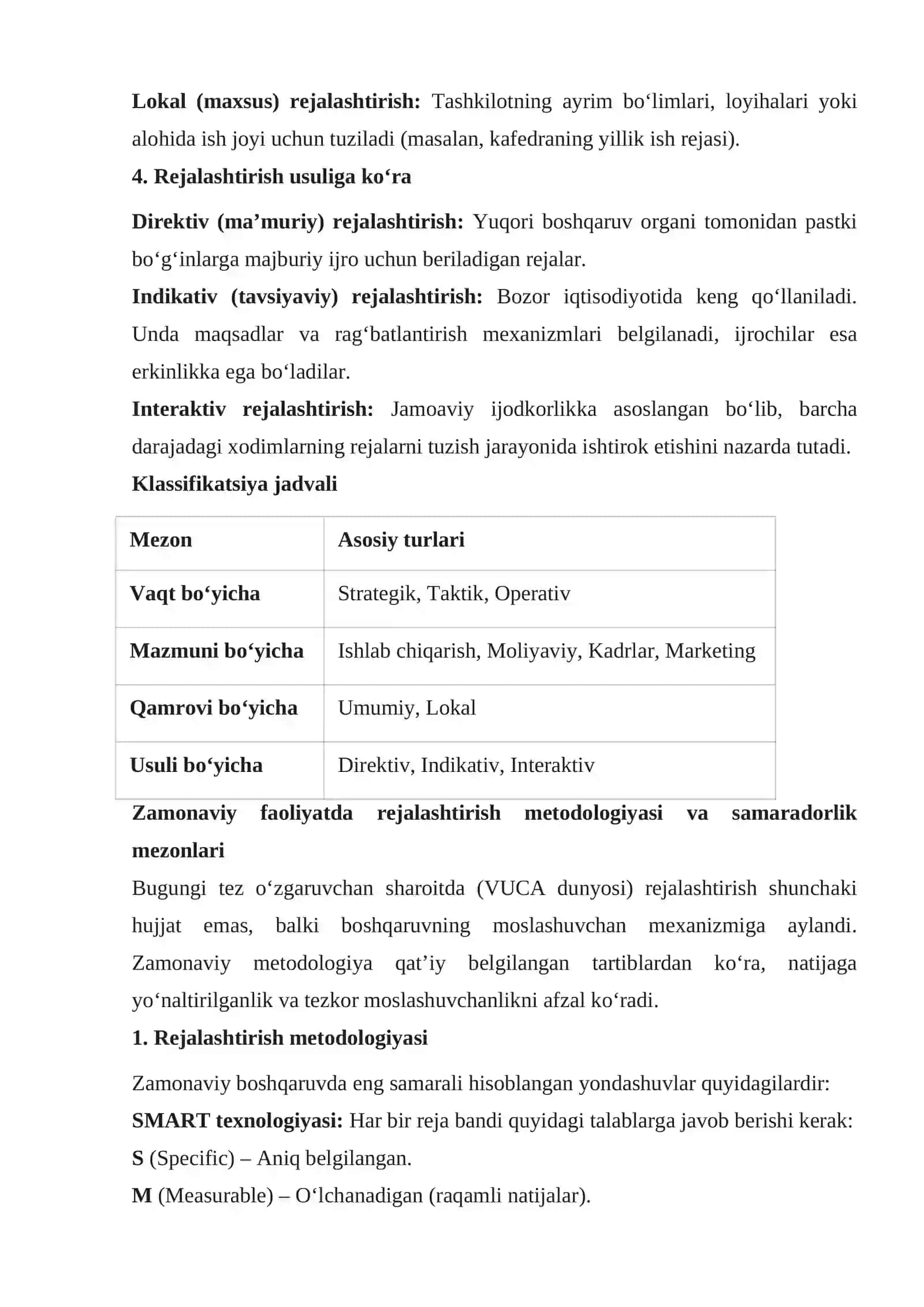 Rejalashtirish metodologiyasi 4