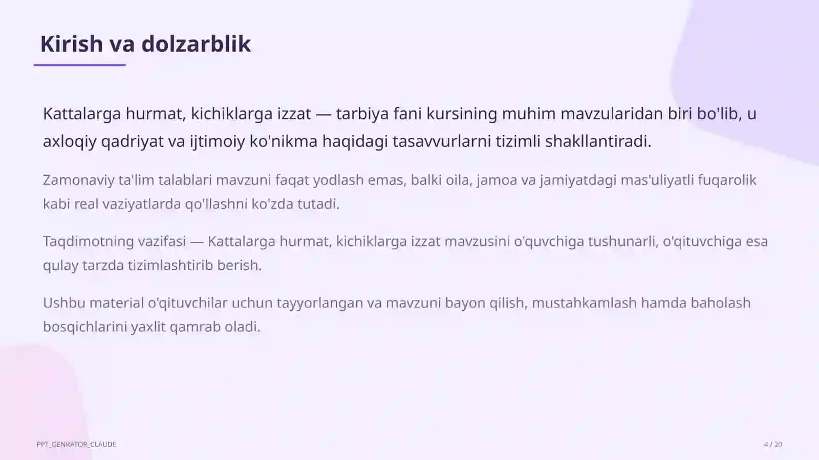 Kattalarga hurmat, kichiklarga izzat (2-sinf) 4