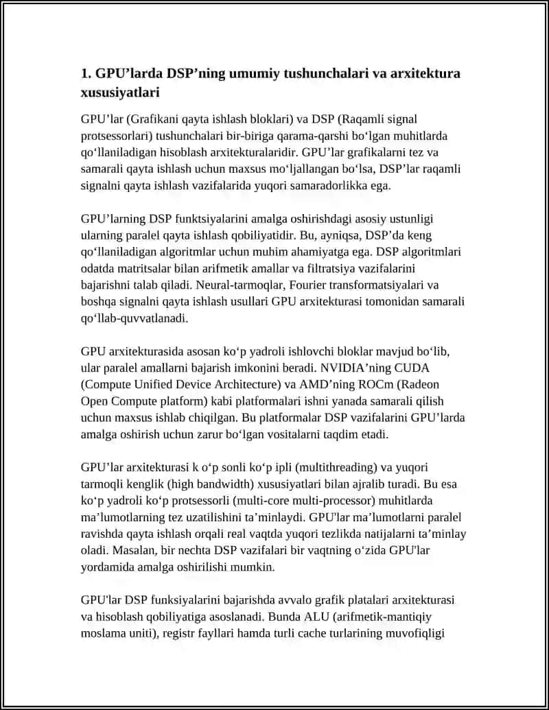 GPU’LARDA DSP FUNKSIYALARINI AMALGA OSHIRISH 4