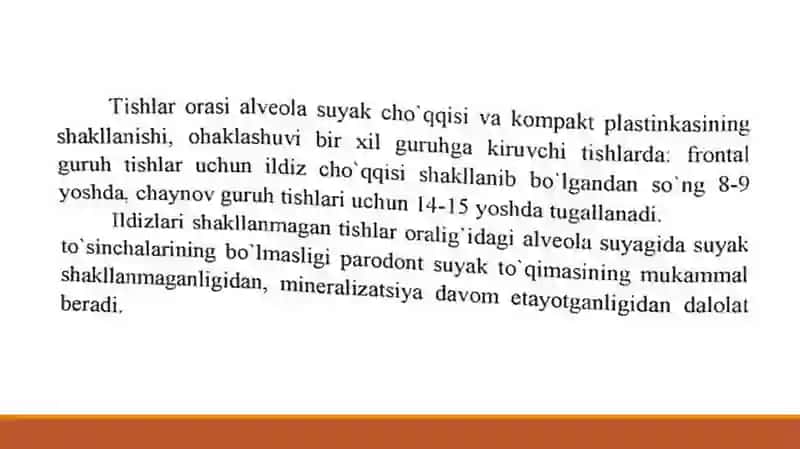 Normadagi suyak alveolasining rentgen tavsifi 4