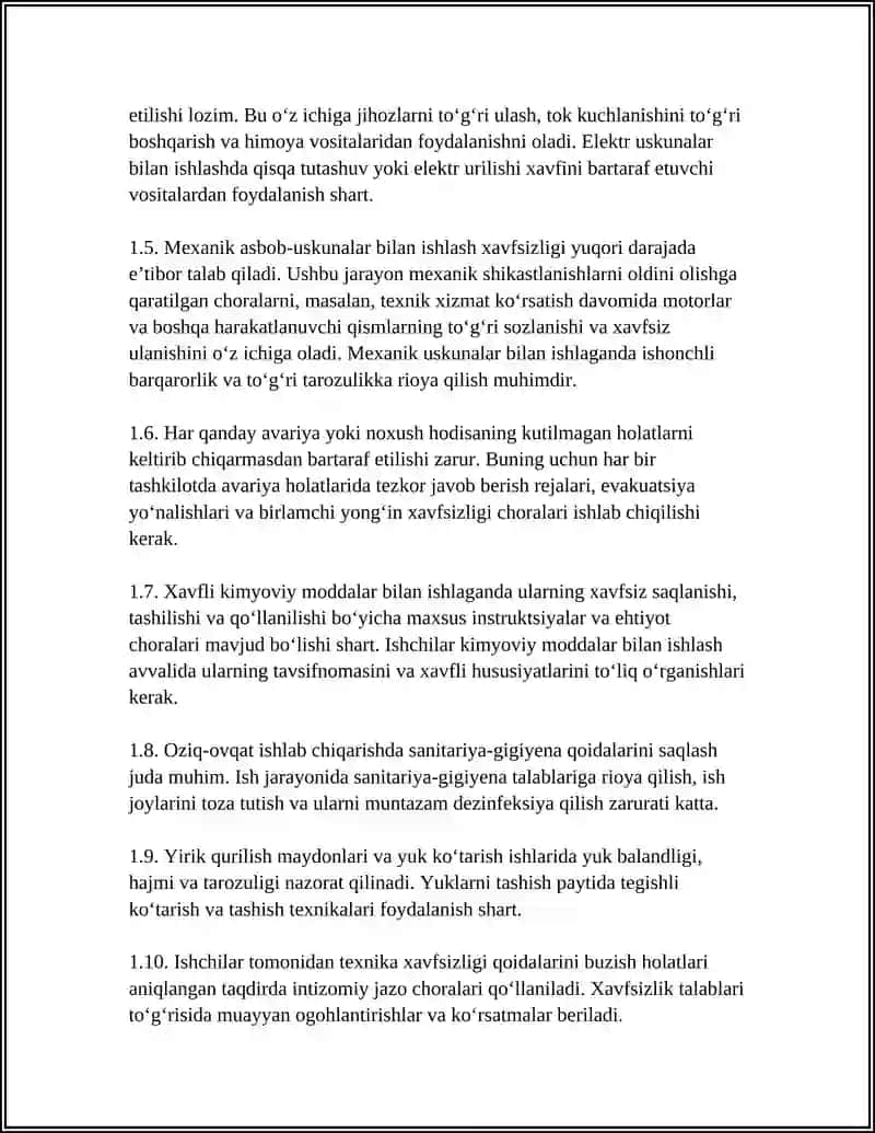 Umumiy texnika xavfsizligi qoidalari 4