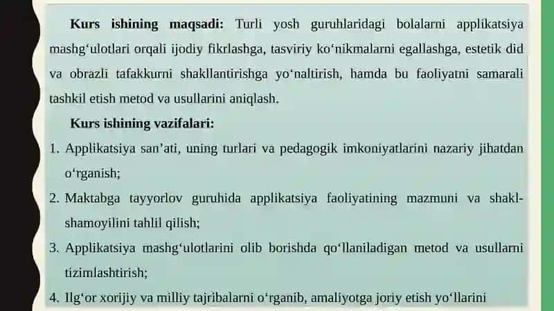 TURLI YOSH GURUHDA BOLALARNI APPLIKATSIYAGA O‘RGATISH METOD VA USULLARI 4