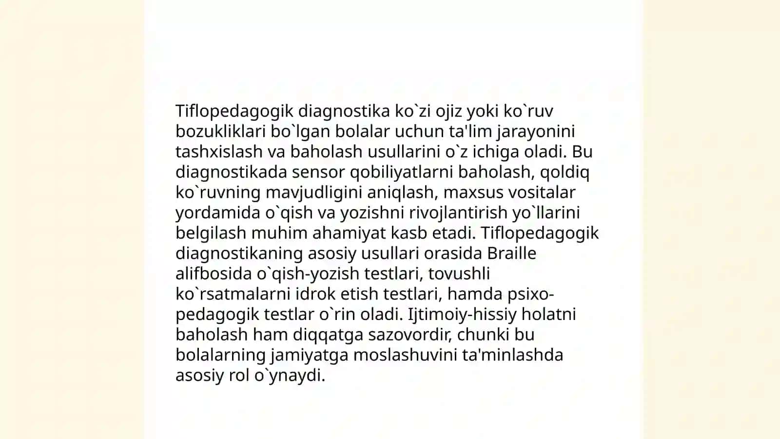 Tiflopedagogik diagnostika 4