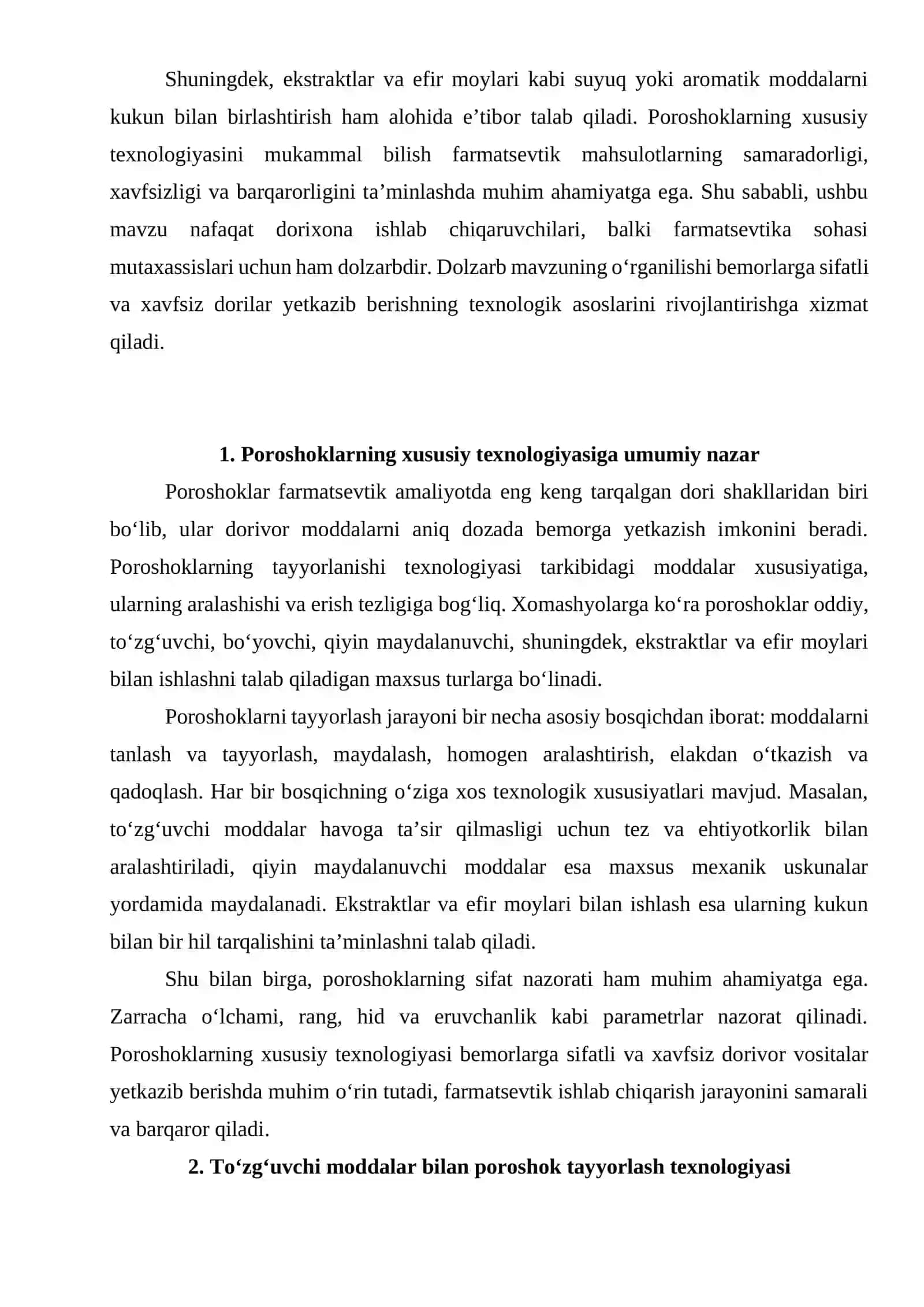 Poroshoklarning xususiy texnologiyasi mustaqil ish 4