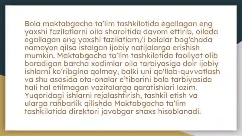 Ota-onalar bilan treninglar o'tkazish yo'llari 4