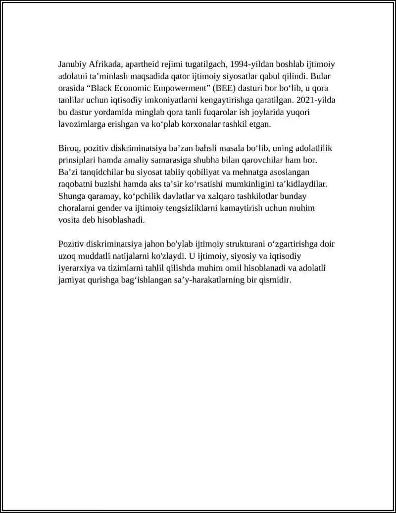 POZITIV DISKRIMINATSIYA VA UNING XUSUSIYATLARI 4