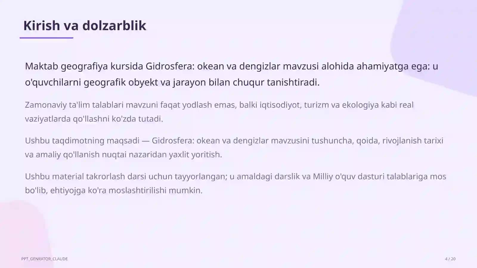 Gidrosfera: okean va dengizlar (6-sinf) 4