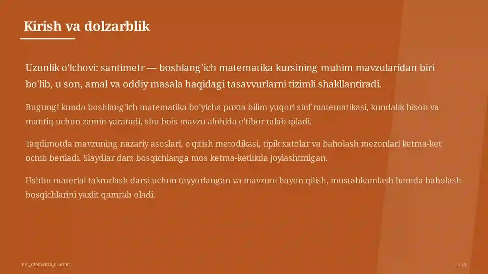 Matematika (1–4) — takrorlash darsi 4