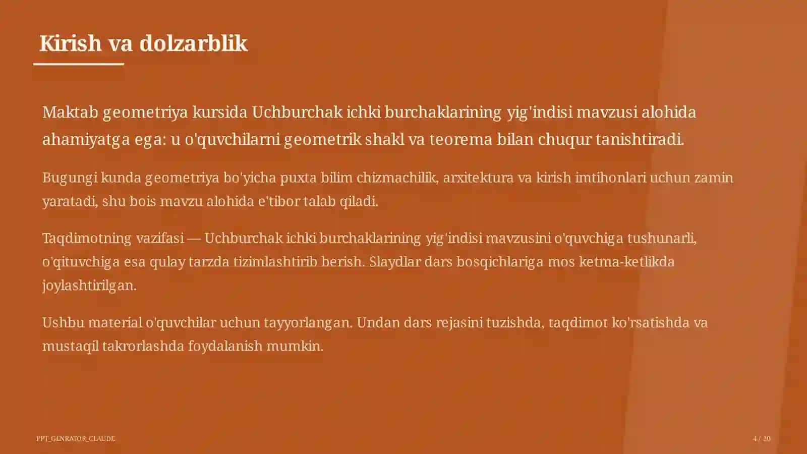Uchburchak ichki burchaklarining yig'indisi (7-sinf) 4