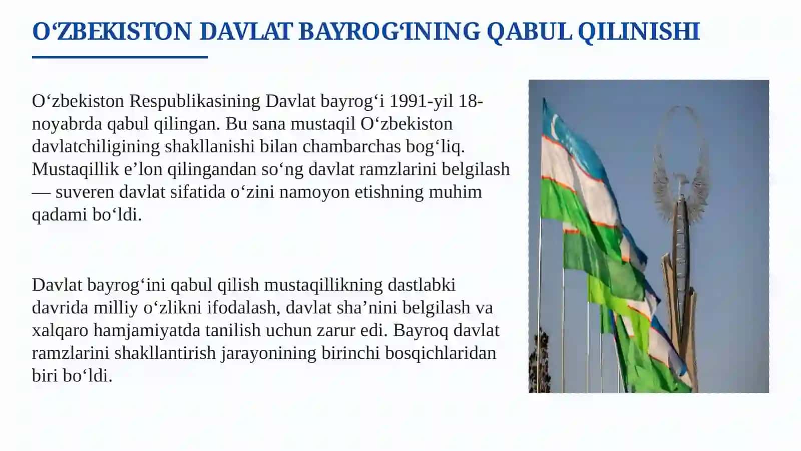 O‘zbekiston Respublikasi Davlat bayrog‘i 4