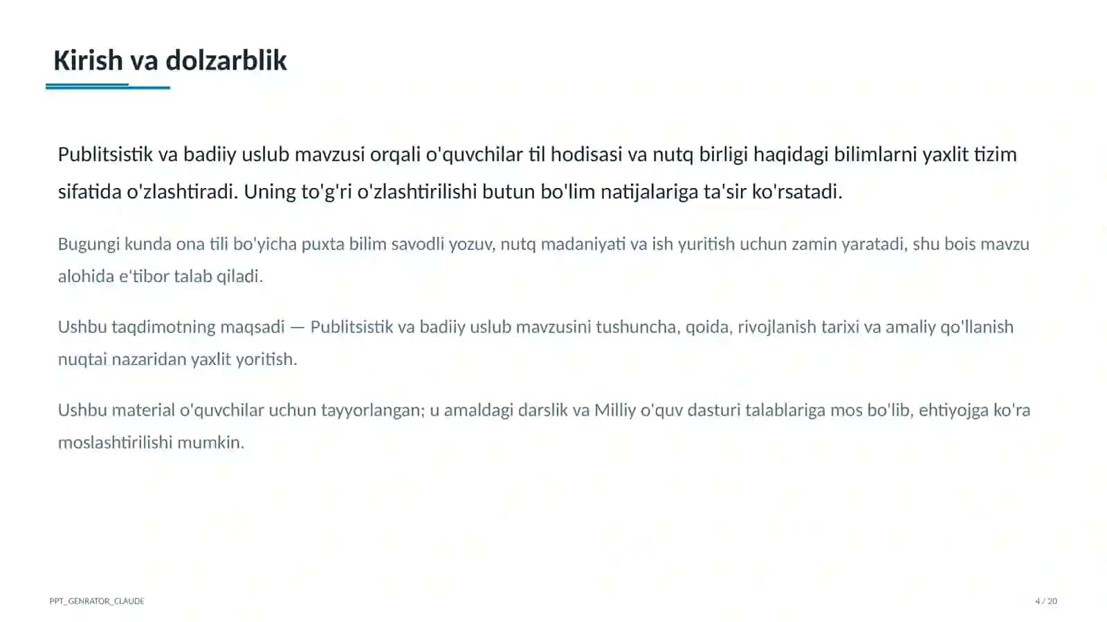 Publitsistik va badiiy uslub (10-sinf) 4