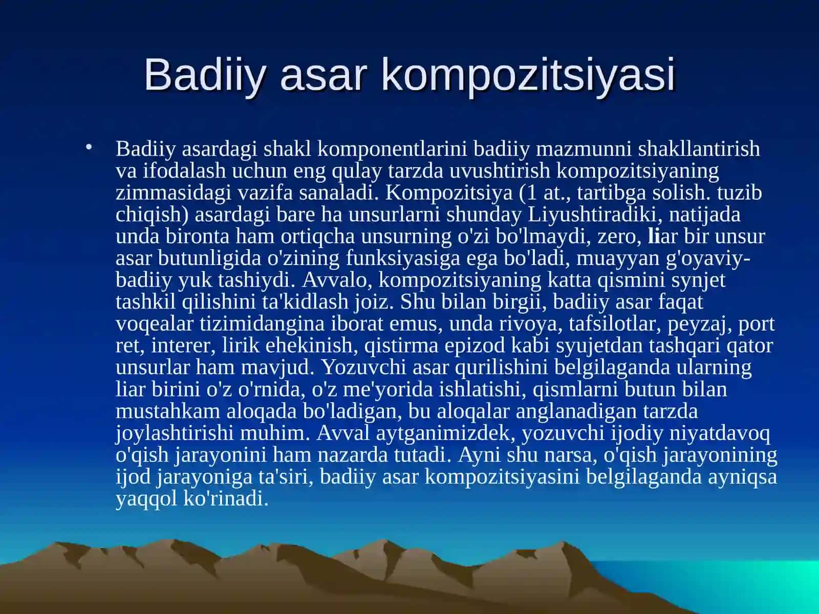 BADIIY ASAR va UNING KOMPOZITSIYASI 4