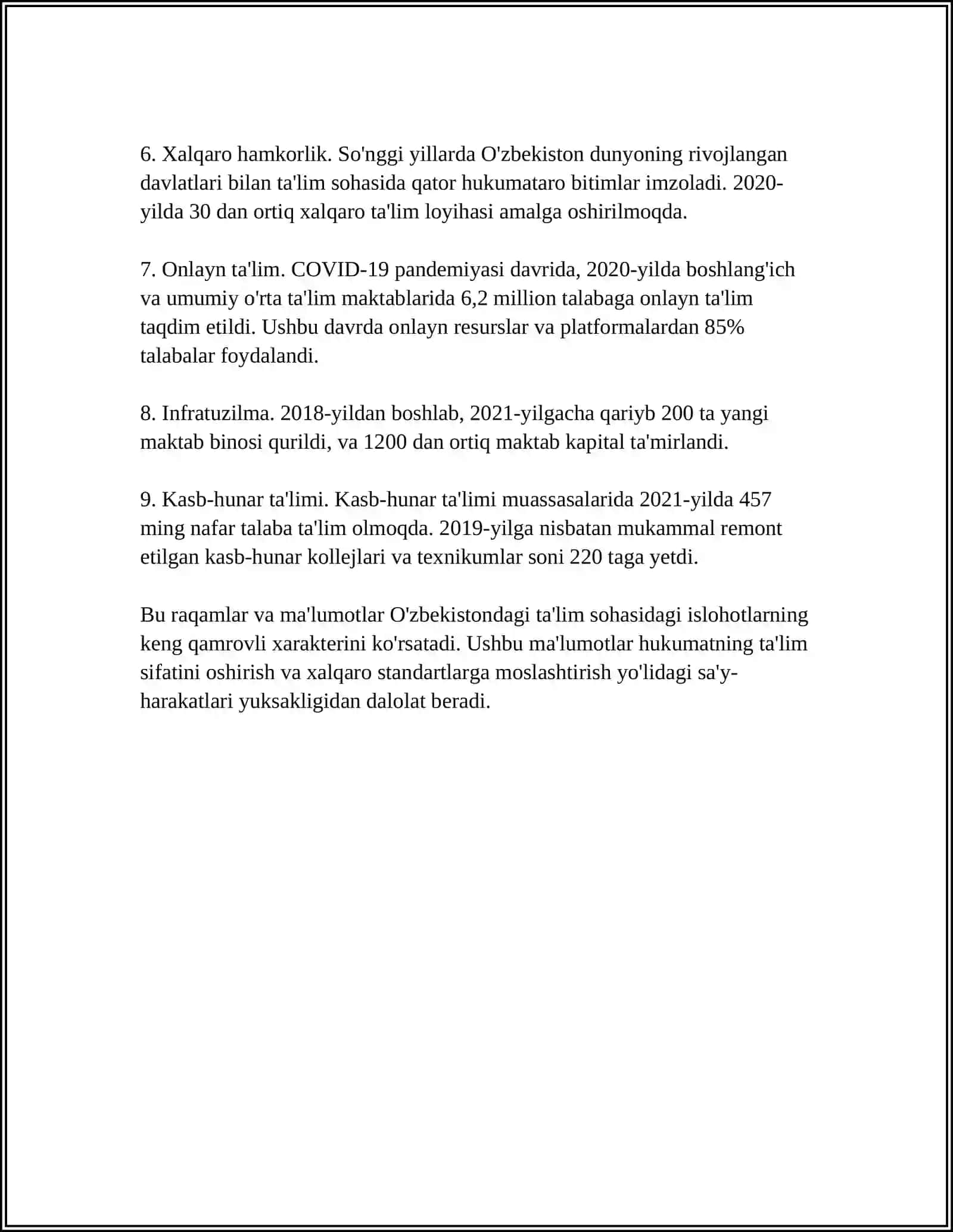 ÓZBEKISTONDA IJTIMOIY SOHADA AMALGA OSHIRILAYOTGAN ÓZGARISHLAR MAZMUN VA MOHIYATI 4