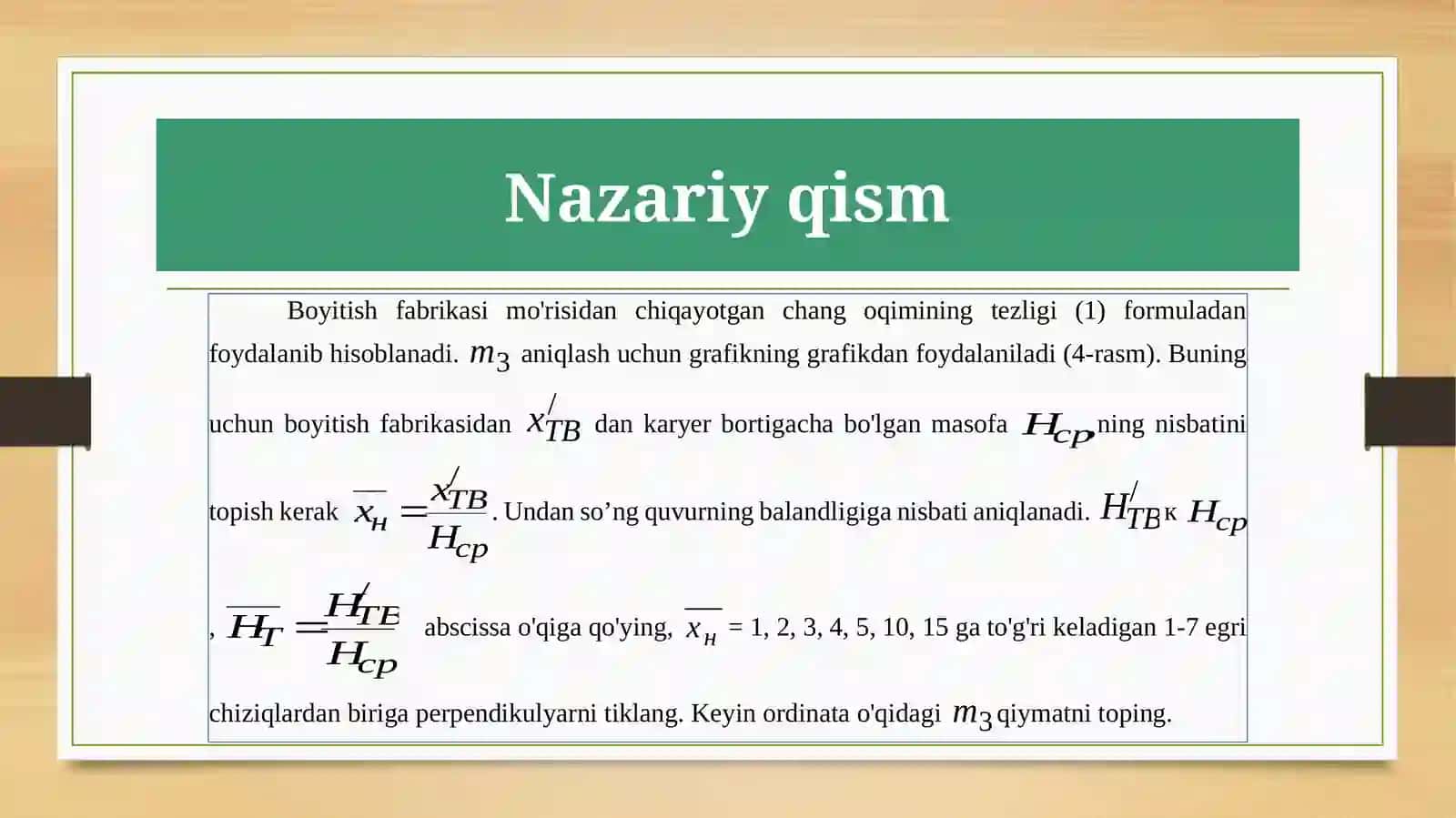 Karyerat atmosferasi dagi zaharli gazlar nixavfsiz konsentratsiyaga aylanishi uchun zarur bo'lgan havo miqdorini hisoblash 4