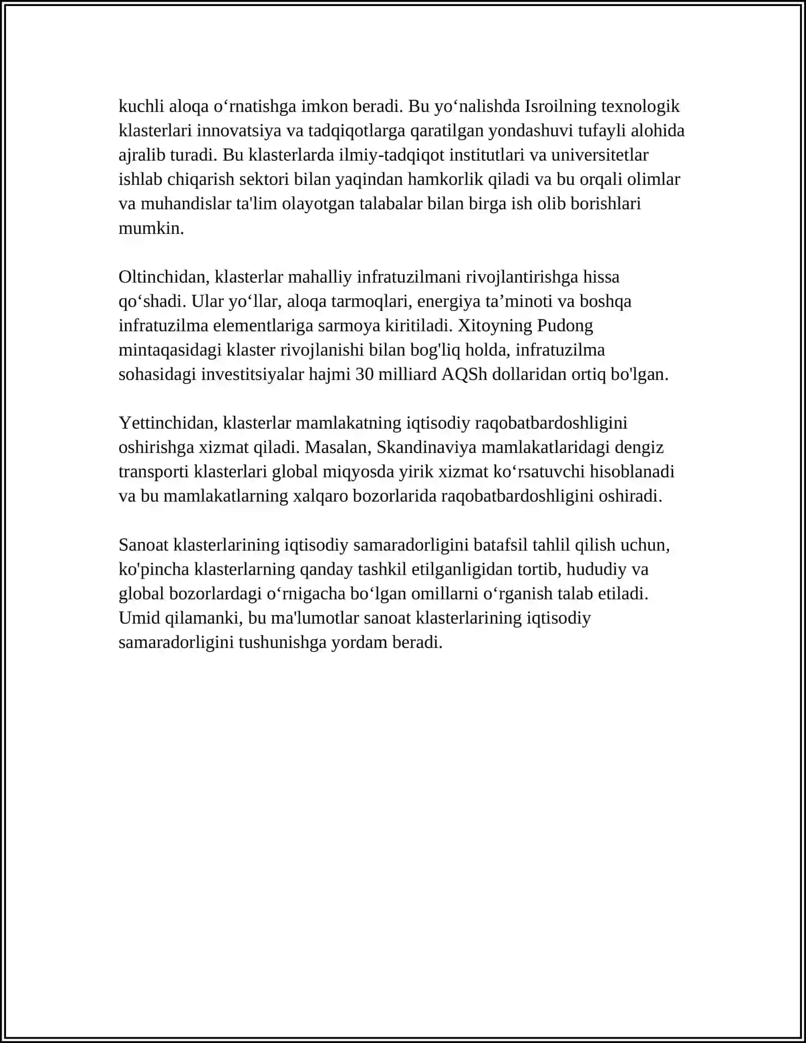 SANOAT KLASTERLARINI AMALIYOTDA QO’LLASH 4