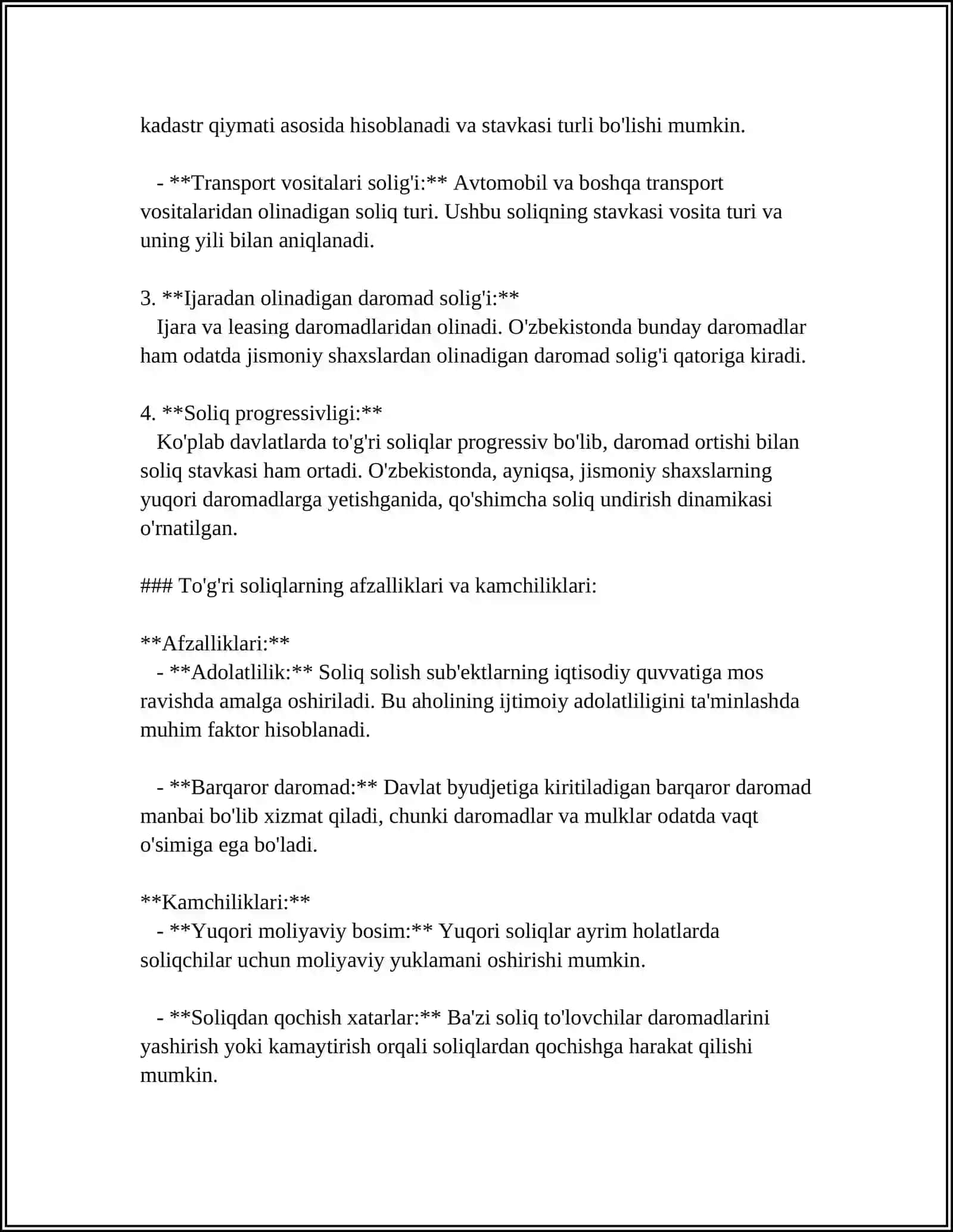 DAVLAT BYUDJETI DAROMADLAR TARKIBIDA TO'G'RI SOLIQLARNI ULUSHINI OSHIRISH MASALALARI 4