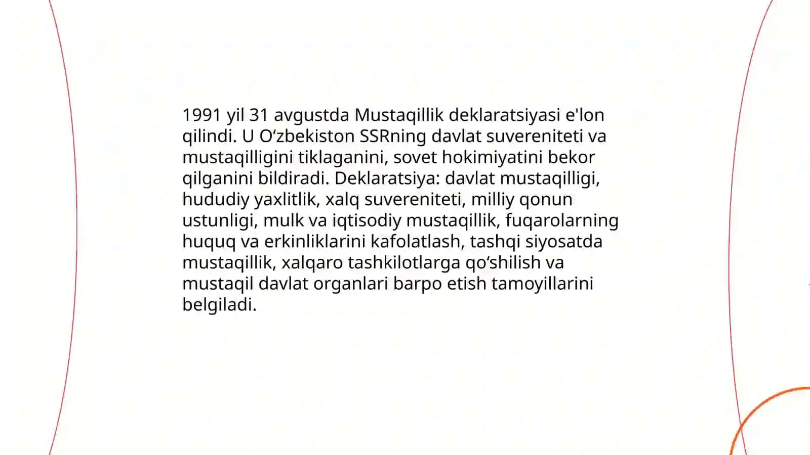 Mustaqil O‘zbekiston Respublikasi tashkil topishining tarixiy ahamiyati, O‘zbekistonning o‘ziga xos istiqlol va taraqqiyot yo‘li 4