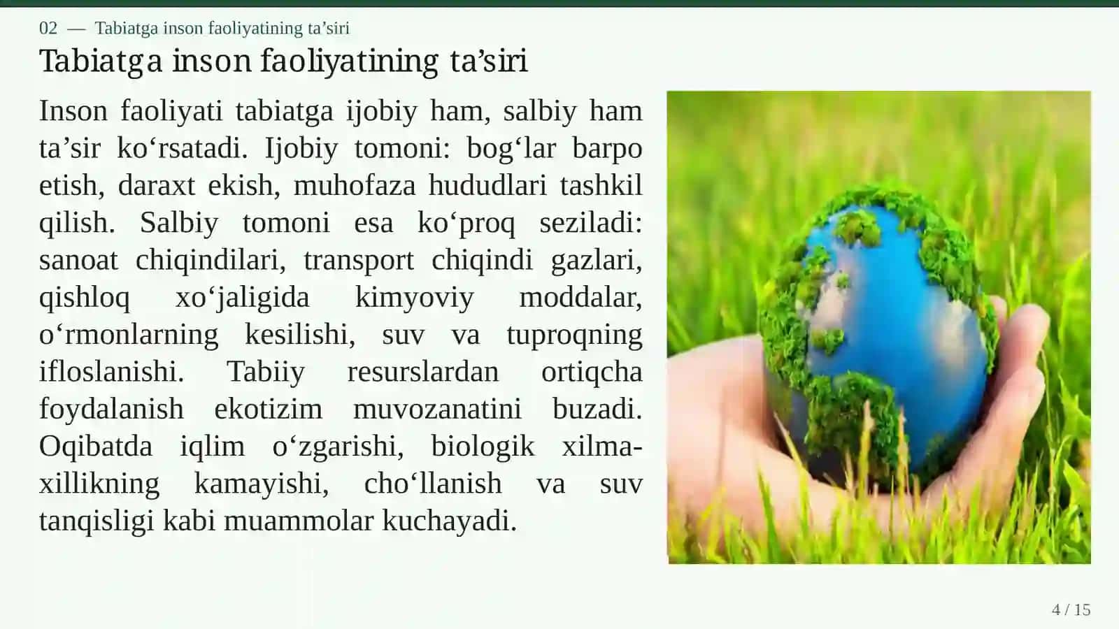 ONA TABIATNI ASRASHGA MEN HAM MA'SULMAN 4