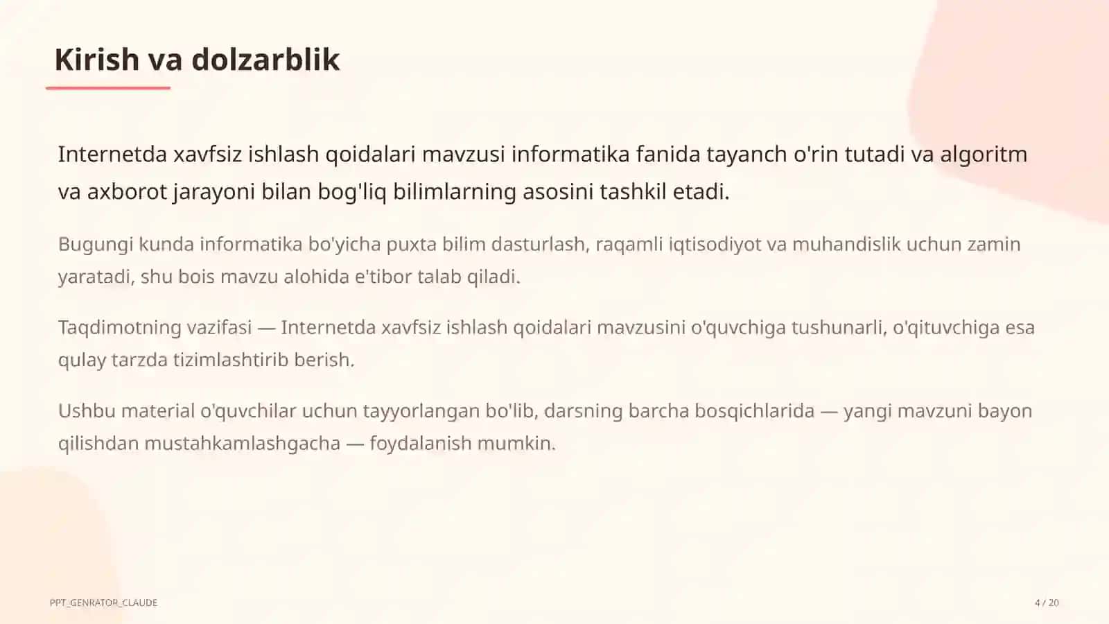 Internetda xavfsiz ishlash qoidalari (5-sinf) 4