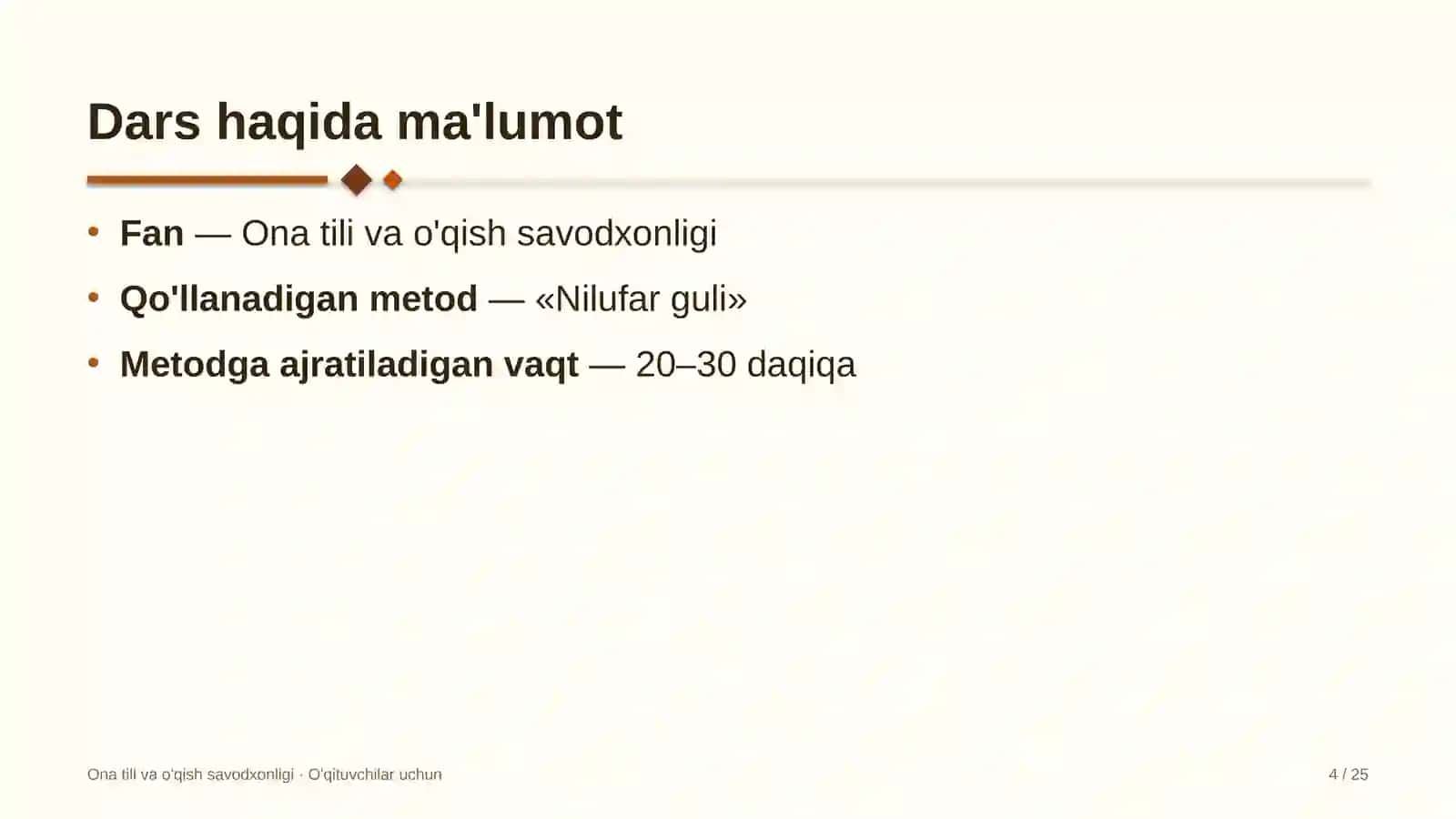 ona tili va o'qish savodxonligi darslarida nilufar guli metodidan foydalanish 7617 4