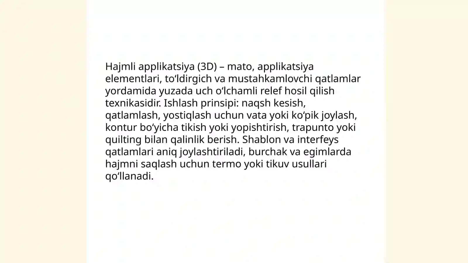 Yassi va hajmli applikatsiya 4
