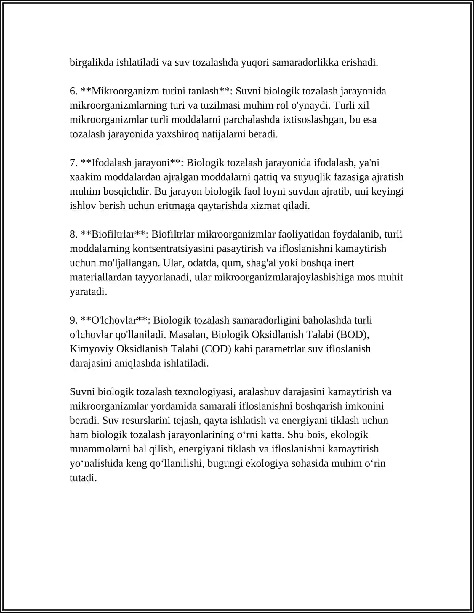 BIOTEXNOLOGIK USULLAR YORDAMIDA OQAVA SUVLARNI TOZALSH 4