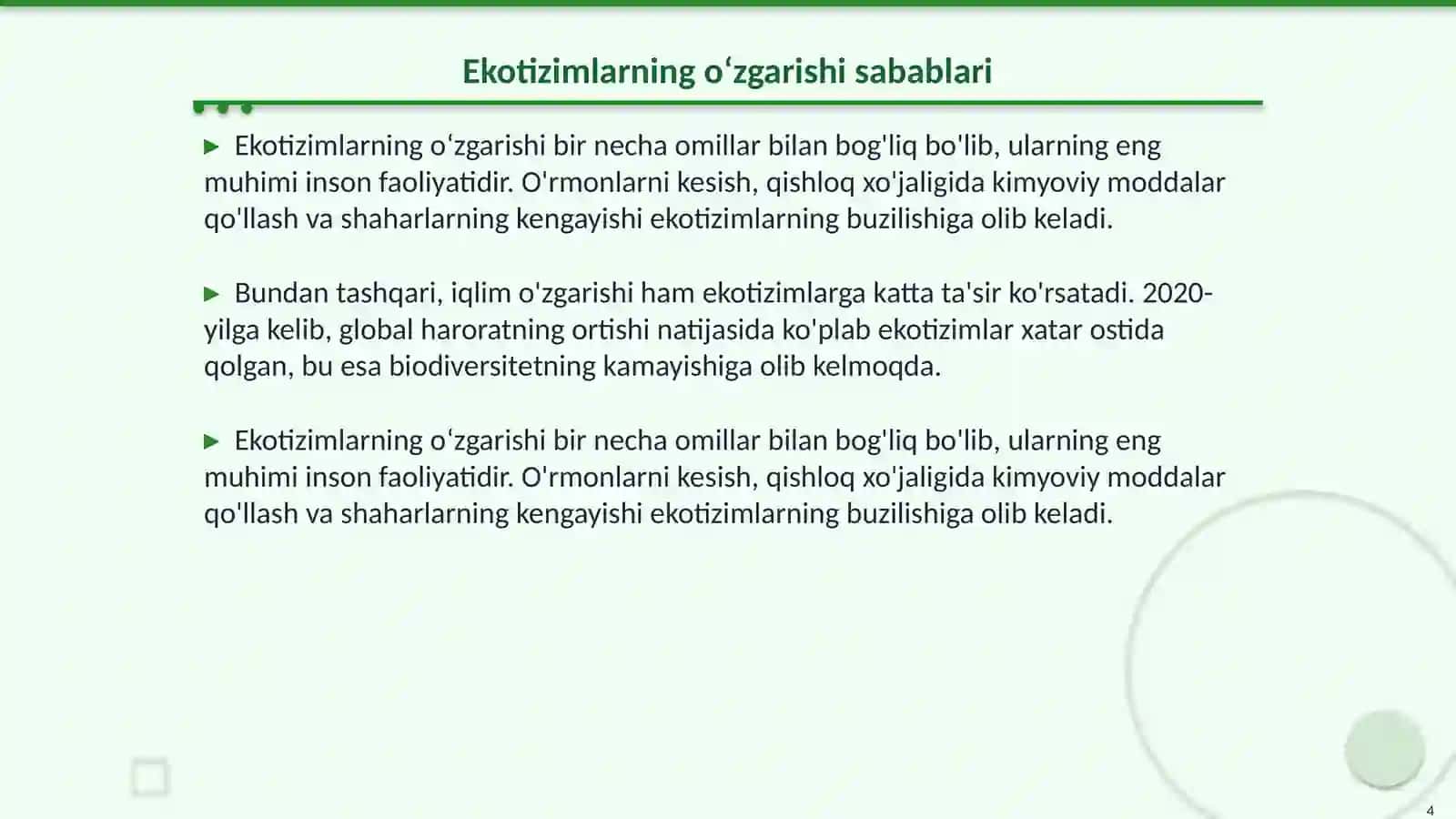 Ekotizimlarni oʻzgarishi. Subseddiya hodisasi 4