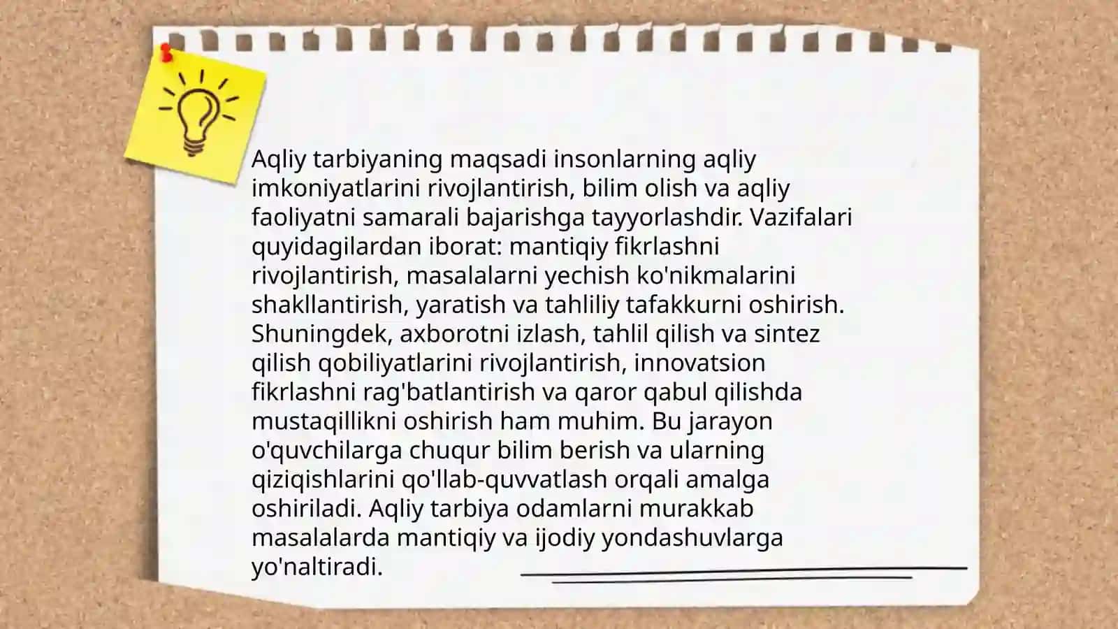 Oʻquvchilarning ilmiy dunyoqarashini shakllantirish oʻquvchilarning aqliy tarbiyasi 4