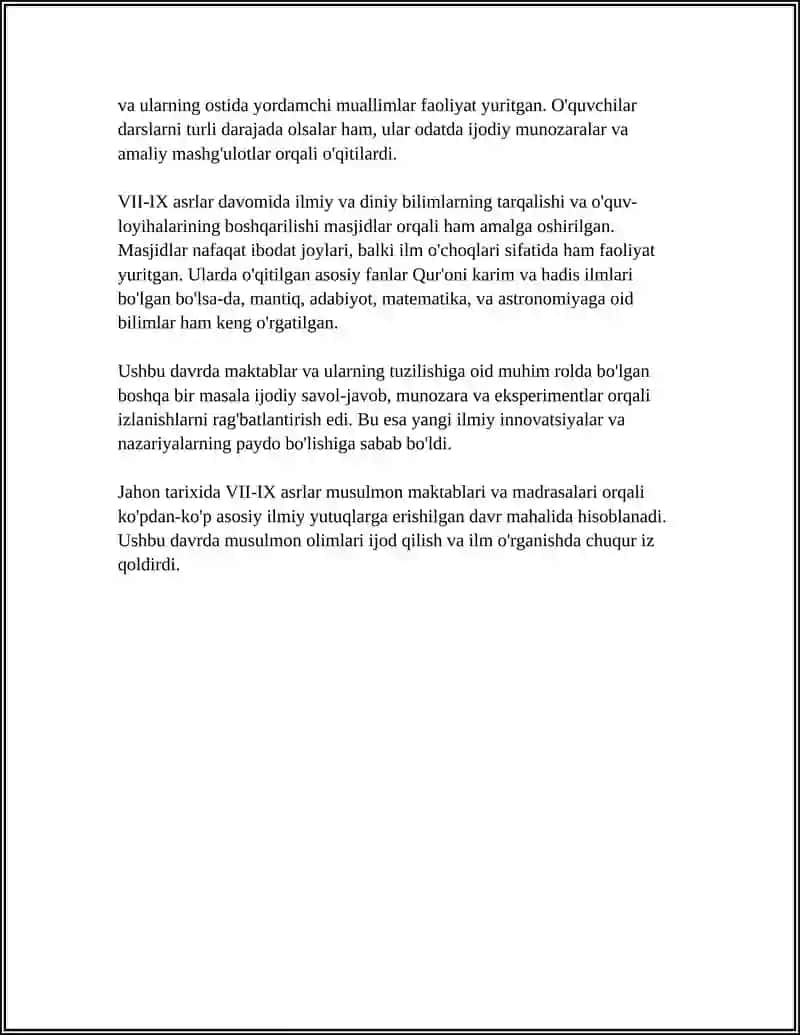 VII ASRDAN IX ASRGACHA BO'LGAN DAVRDA MAKTAB, TARBIYA VA PEDAGOGIK FIKR TARRAQIYOTI 4