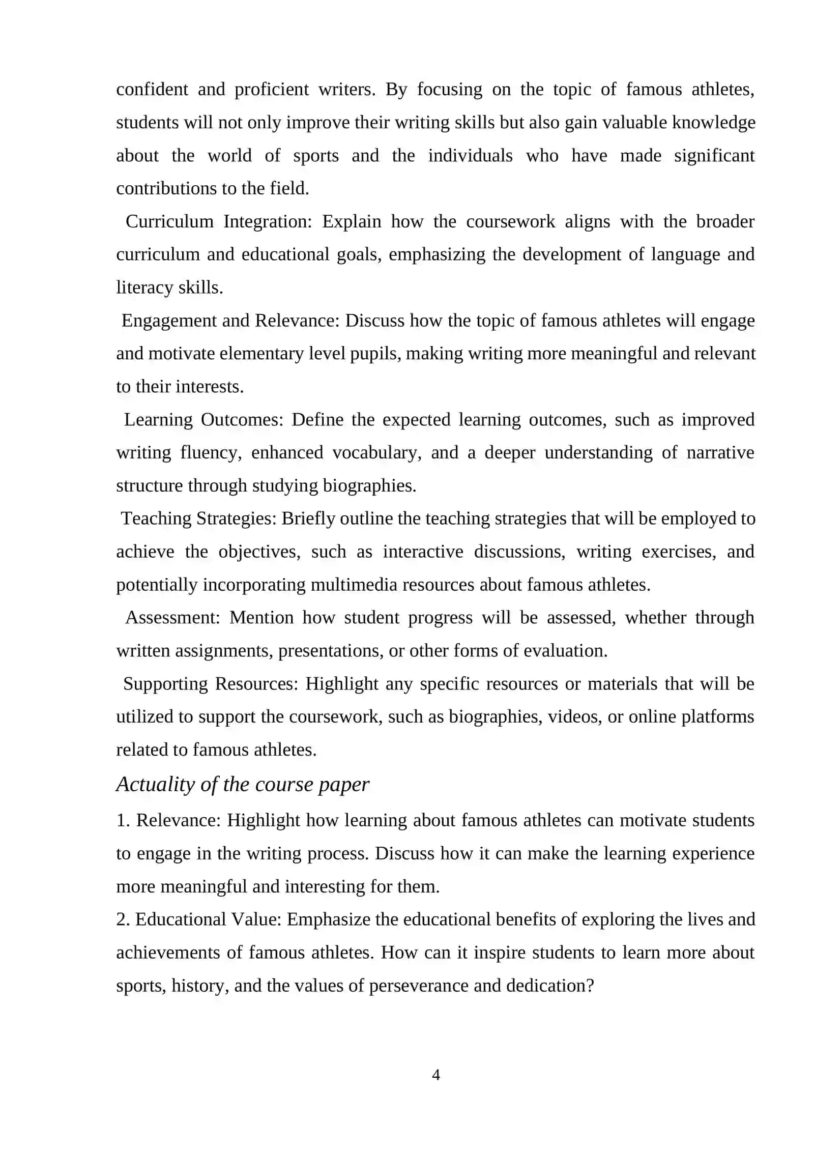 Teaching writing on the topic Famous athletes for the Pre-intermediate level pupils 4