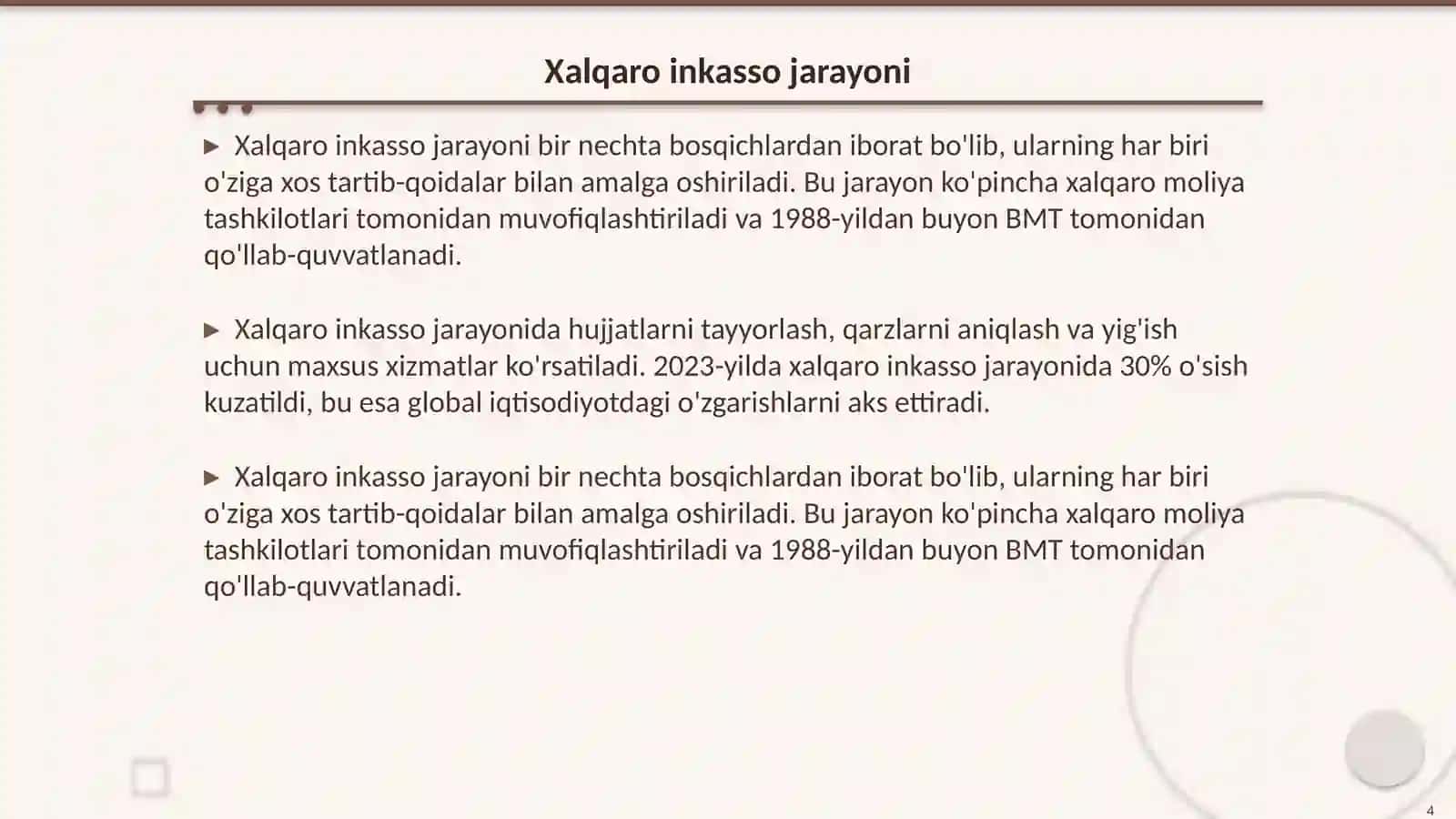 Inkasso bo‘yicha amalga oshiriladigan xalqaro hisob-kitoblar 4
