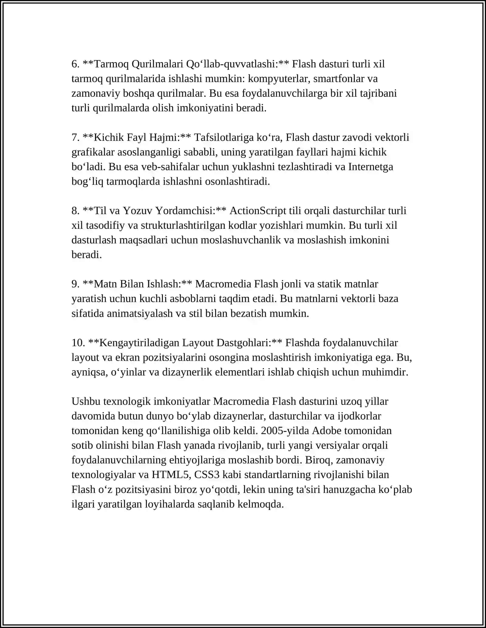 MACROMEDIA FLASH DASTURIDA QUIZ IMKONIYATLARI 4