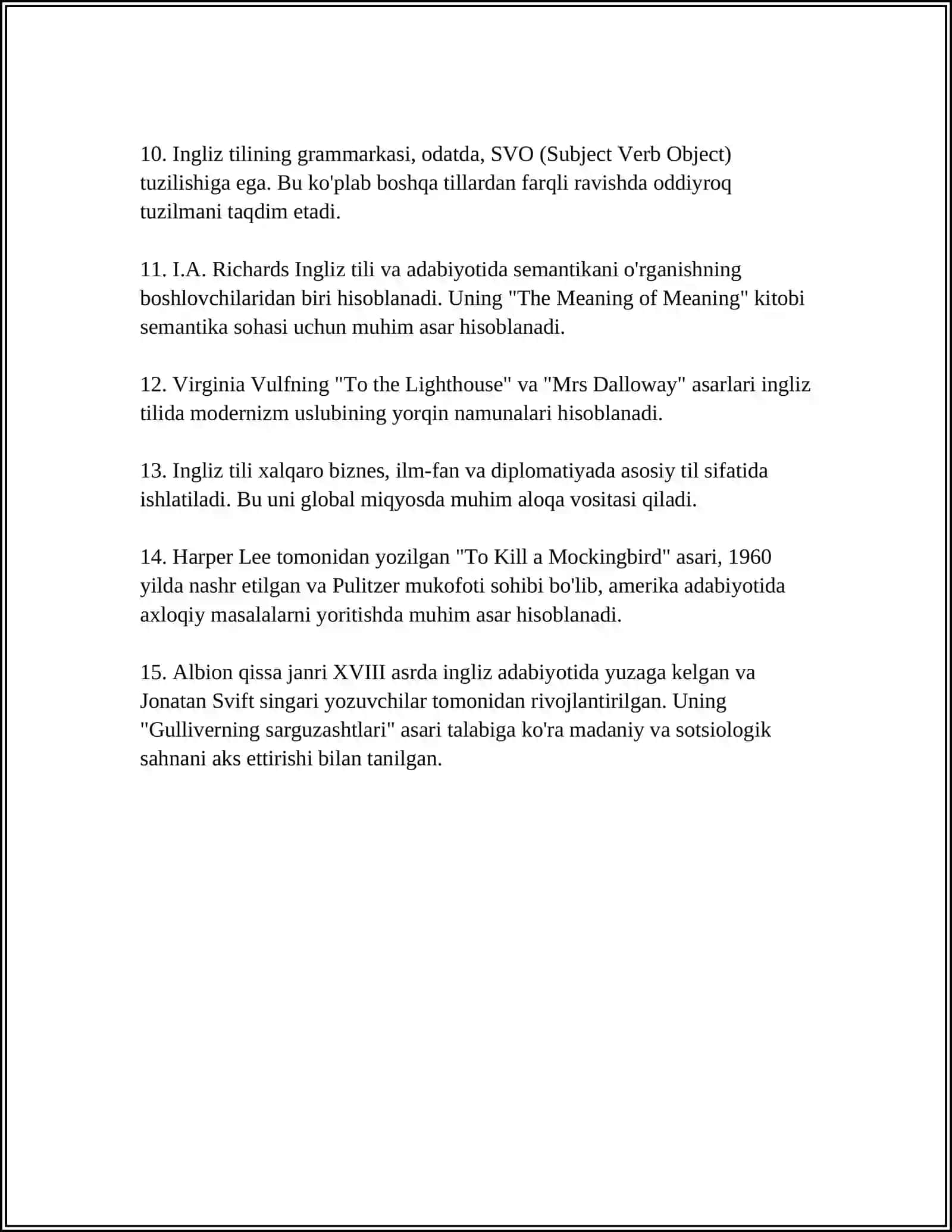 REFERAT Mavzu: SAMARQAND DAVLAT CHET TILLARI INSTITUTI FILOLOGIYA YUNALISHI 2329-GURUH TALABASI HAKIMOVA HAYITGUL 4
