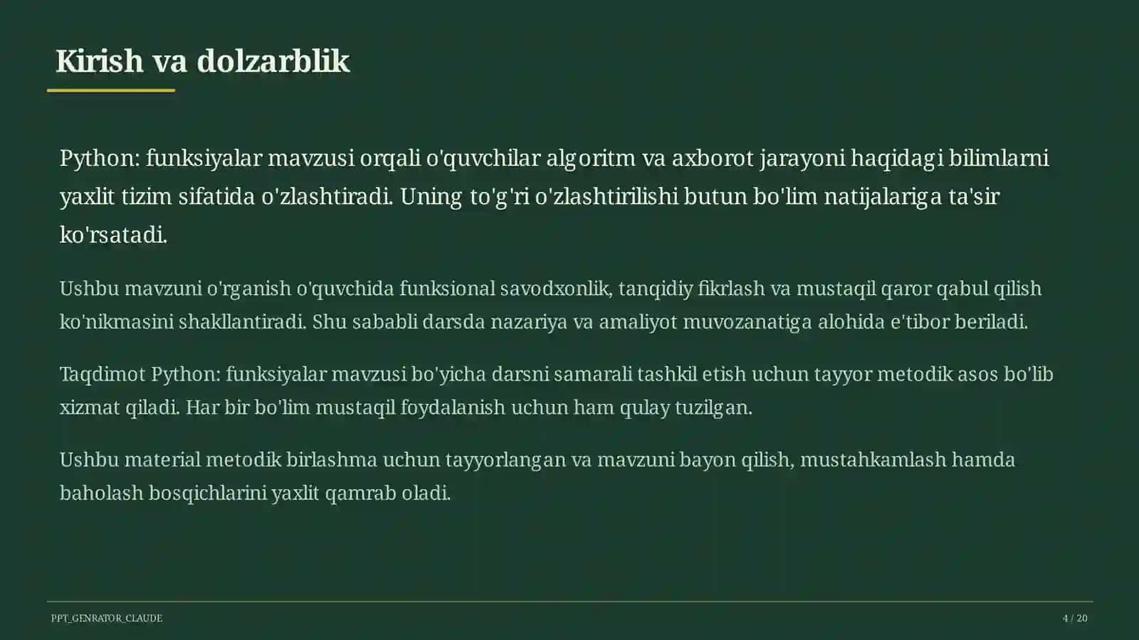 Python: funksiyalar (9-sinf) 4