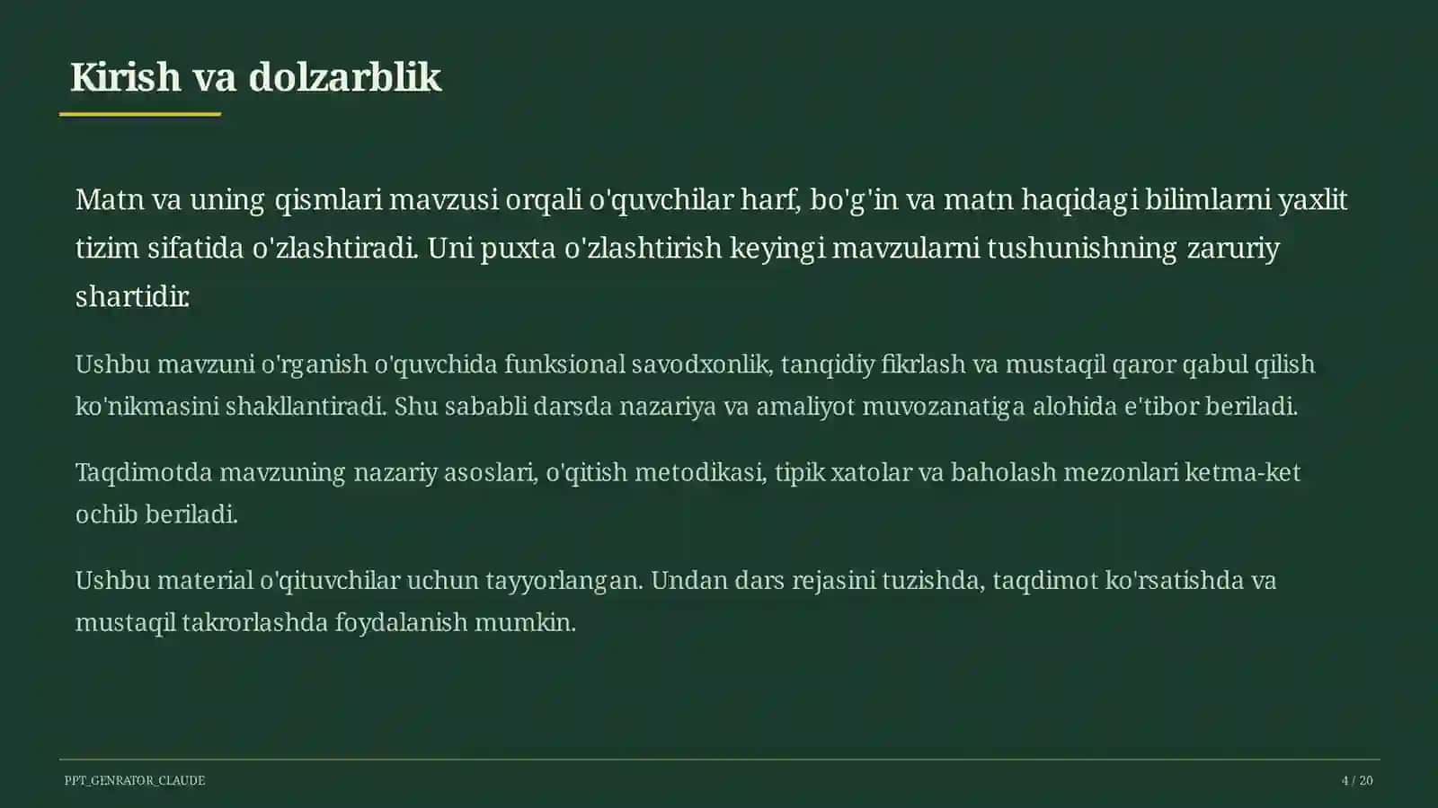 Matn va uning qismlari (3-sinf) 4