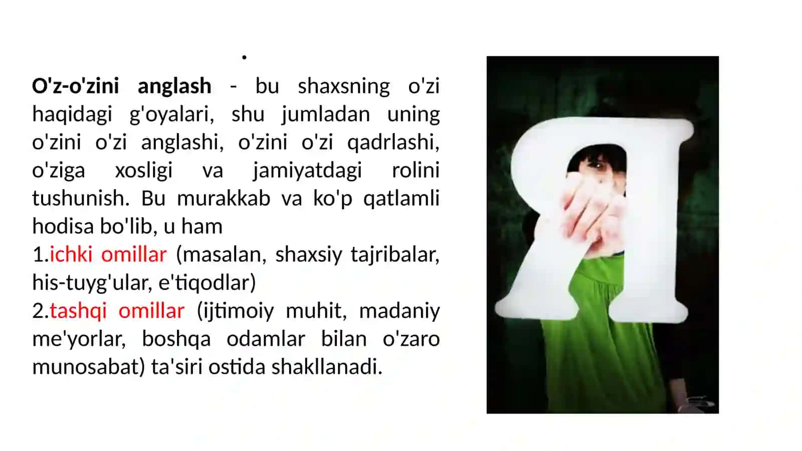 SHAXSNI O‘ZINI O‘ZI ANGLASHI 4