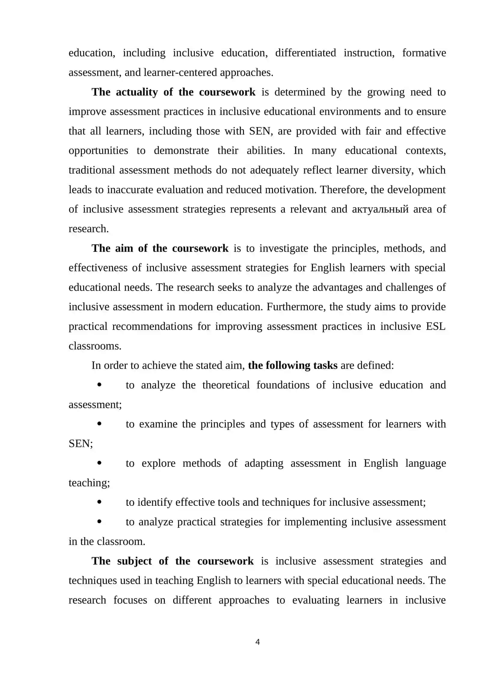 Kurs ishlari: Inclusive Assessment Strategies for English Learners with Special Educational Needs 4