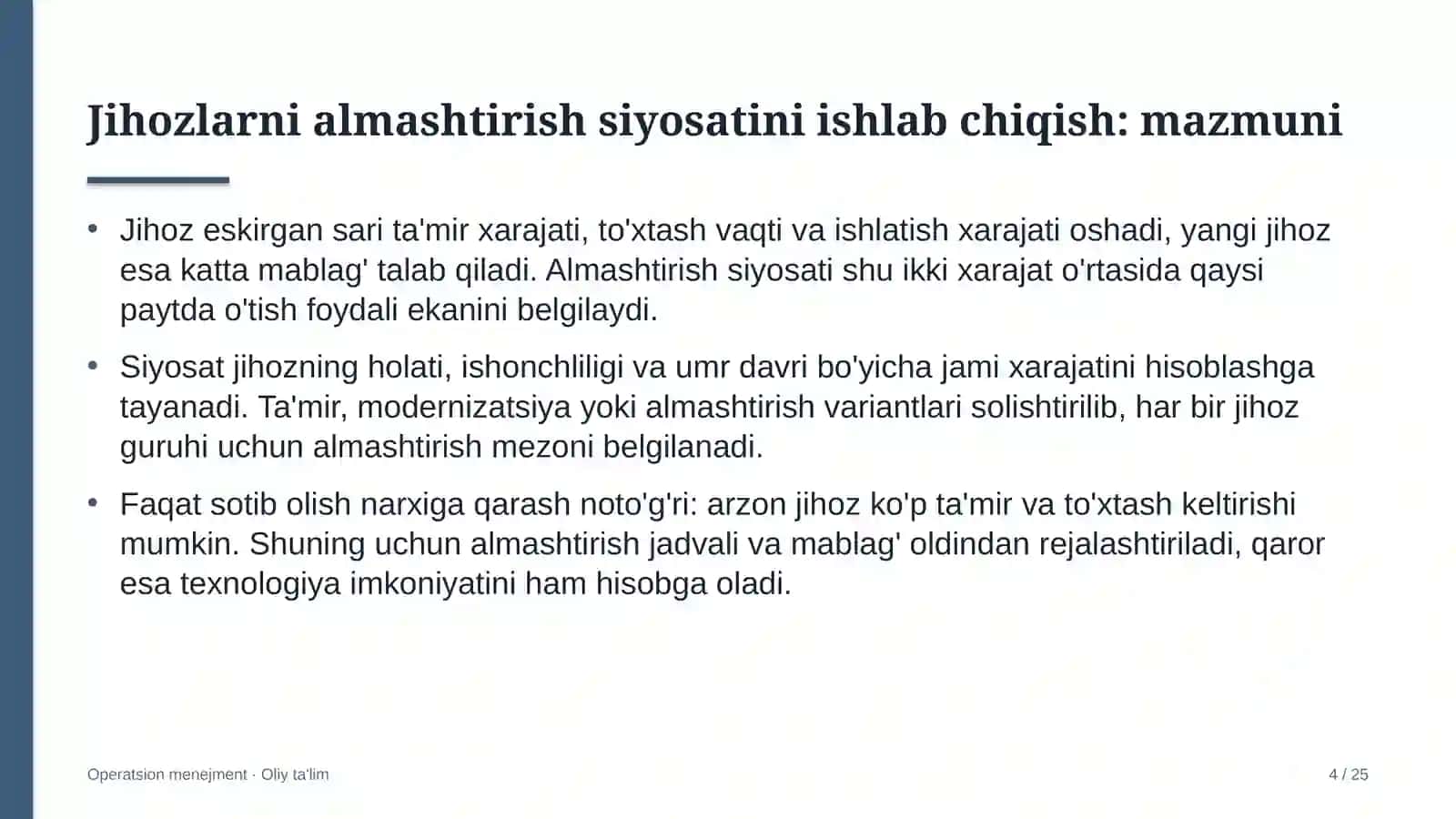 Kriminalistika laboratoriyalarida jihozlarni almashtirish siyosatini ishlab chiqish 4