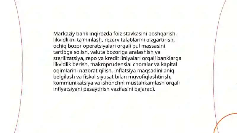 Aksilinflyasiya siyosati va jahon moliyaviy-iqtisodiy inqirozi sharoitida uni amalga oshirish xususiyatlari 4
