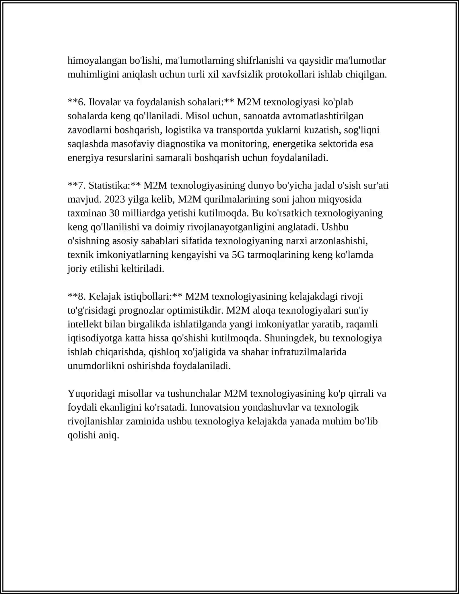 RAQAMLI IQTISODIYOTNI RIVOJLANTIRISHDA "M2M" TEXNALOGIYASI 4