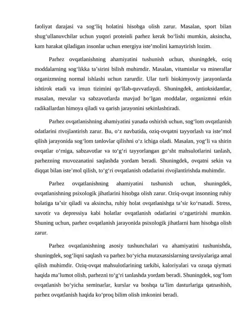 Parhez (davolovchi) ovqatlanish 4