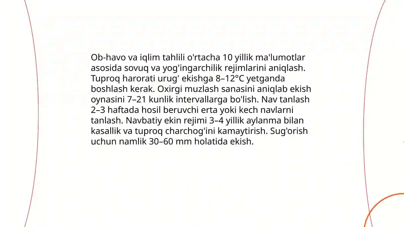 Ekishdan oldingi tayyorgarlik va ekish texnikasini ishlab chiqish 4